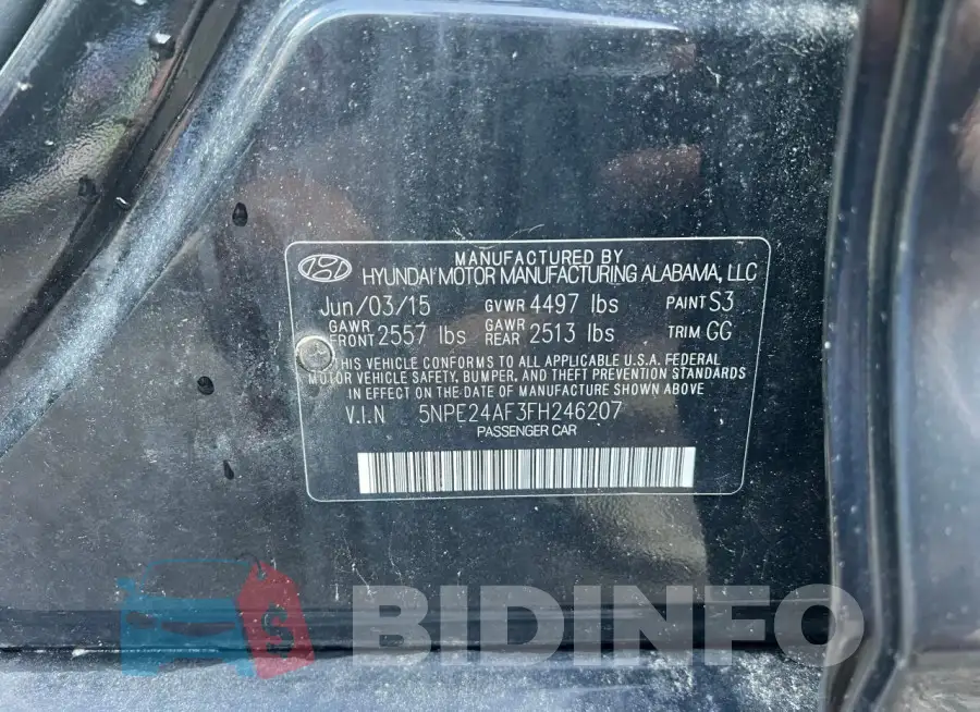 5NPE24AF3FH246207 Photo# 10