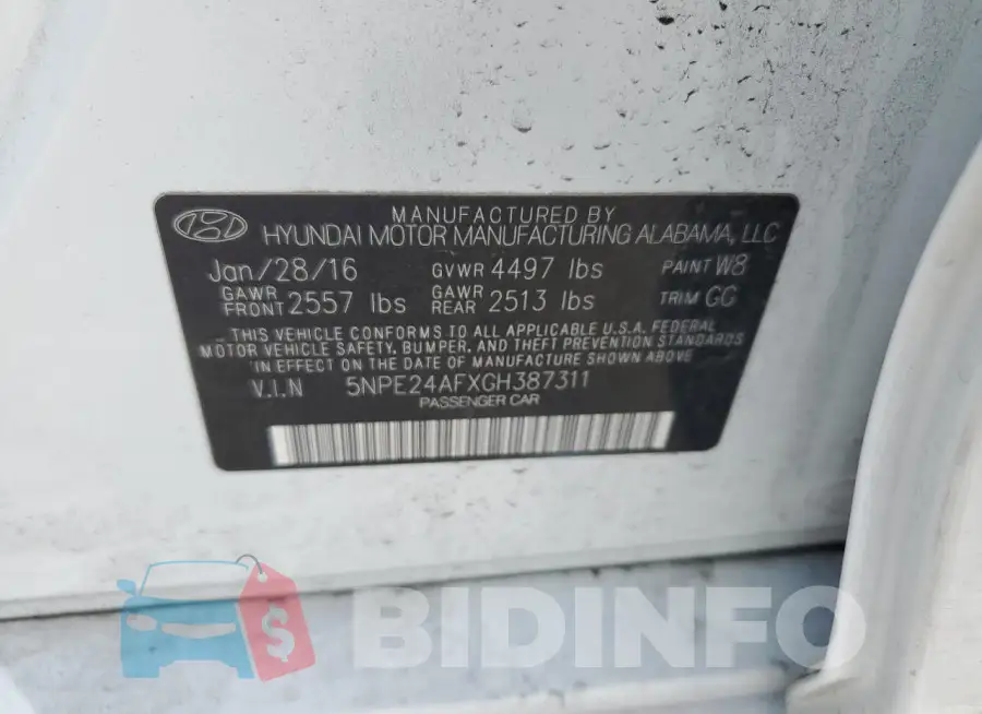 5NPE24AFXGH387311 Photo# 12