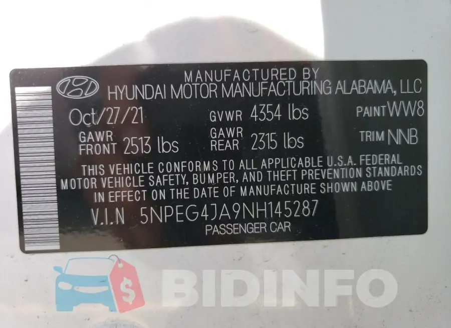 5NPEG4JA9NH145287 Photo# 12