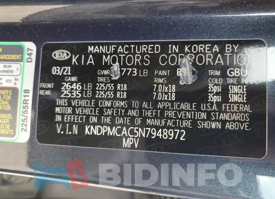 KNDPMCAC5N7948972 Photo# 12
