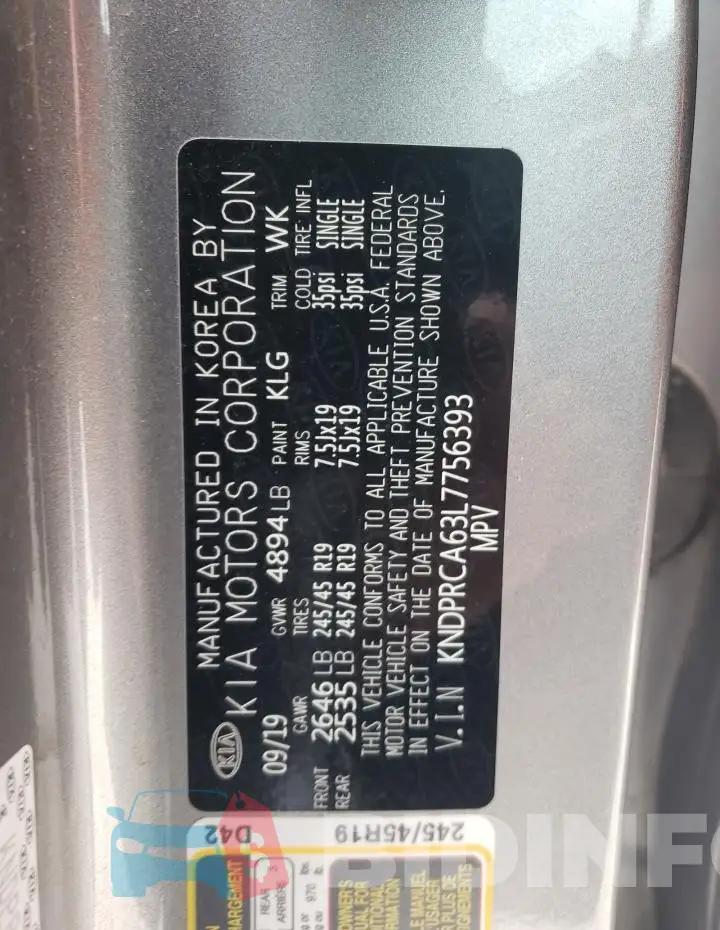 KNDPRCA63L7756393 Photo# 13
