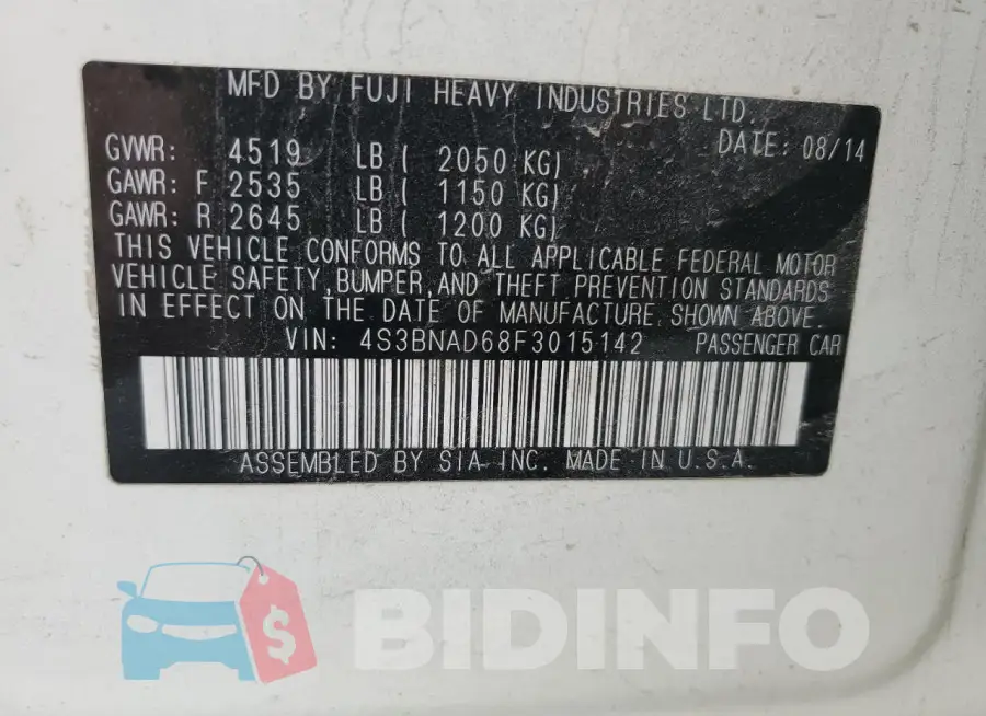 4S3BNAD68F3015142 Photo# 12