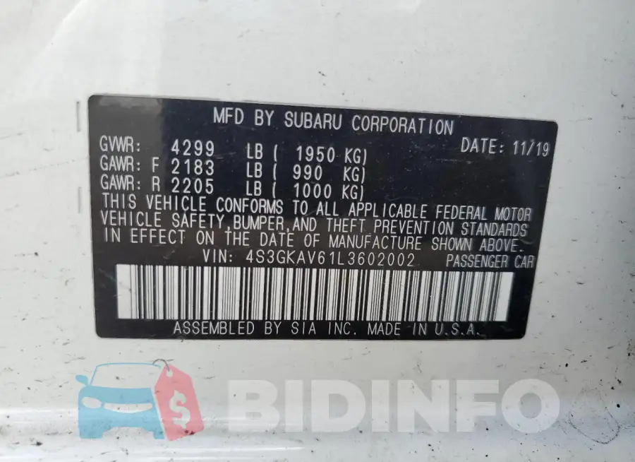 4S3GKAV61L3602002 Photo# 13