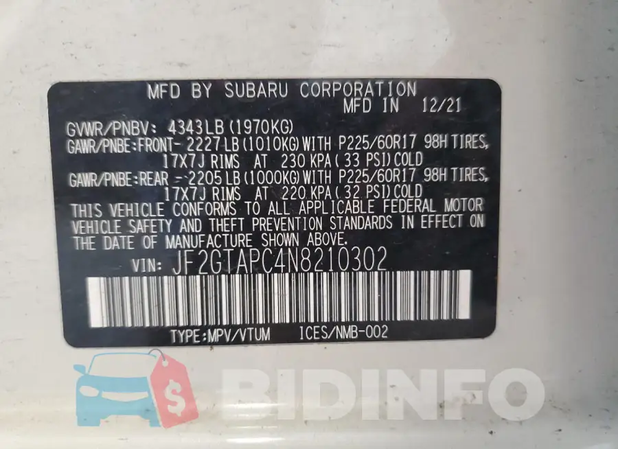 JF2GTAPC4N8210302 Photo# 13