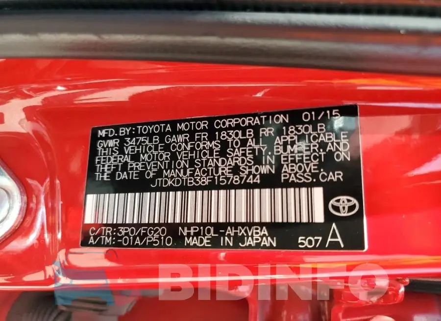 JTDKDTB38F1578744 Photo# 12