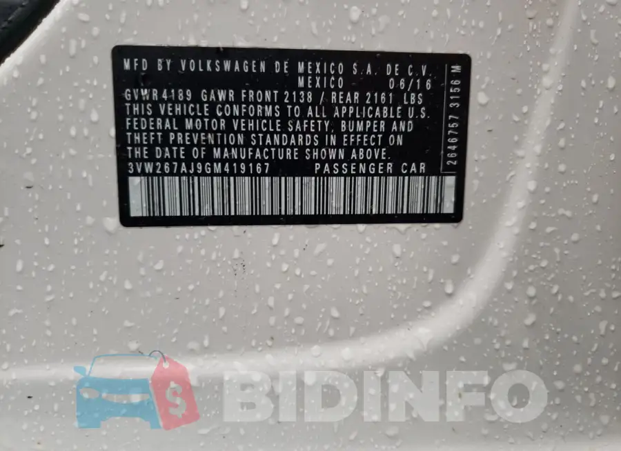 3VW267AJ9GM419167 Photo# 12