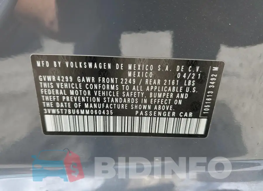3VW5T7BU6MM060435 Photo# 12