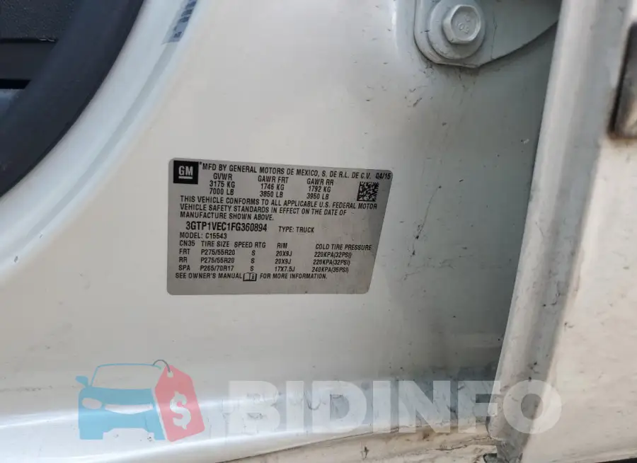 3GTP1VEC1FG360894 Photo# 12
