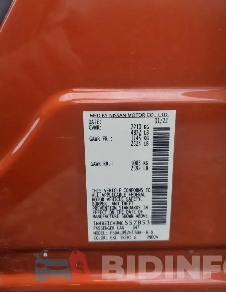 1N4BZ1CV9NC557853 Photo# 13