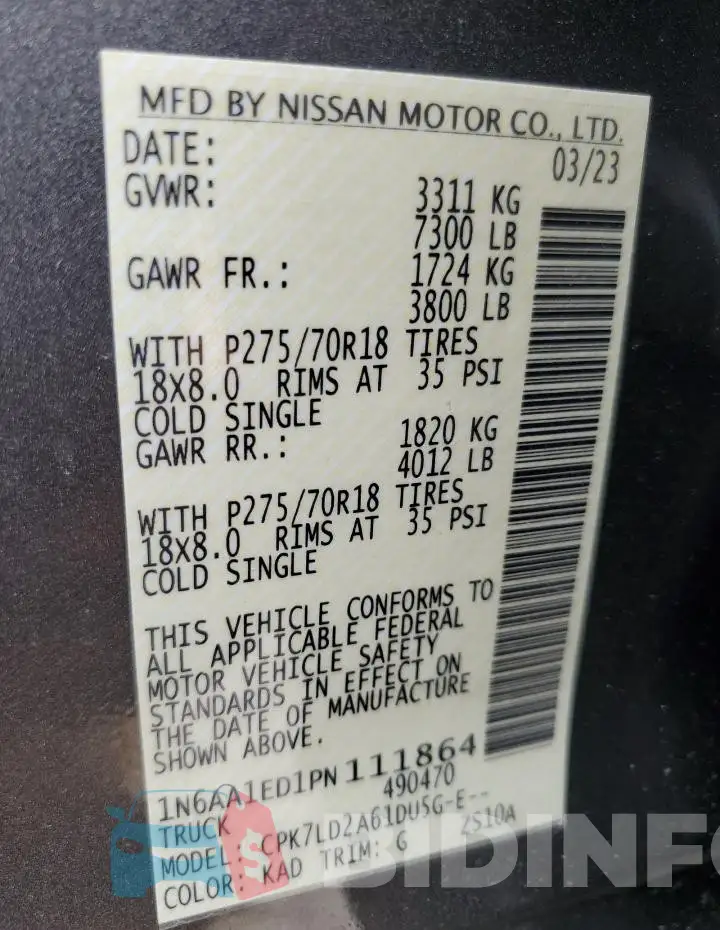 1N6AA1ED1PN111864 Photo# 12