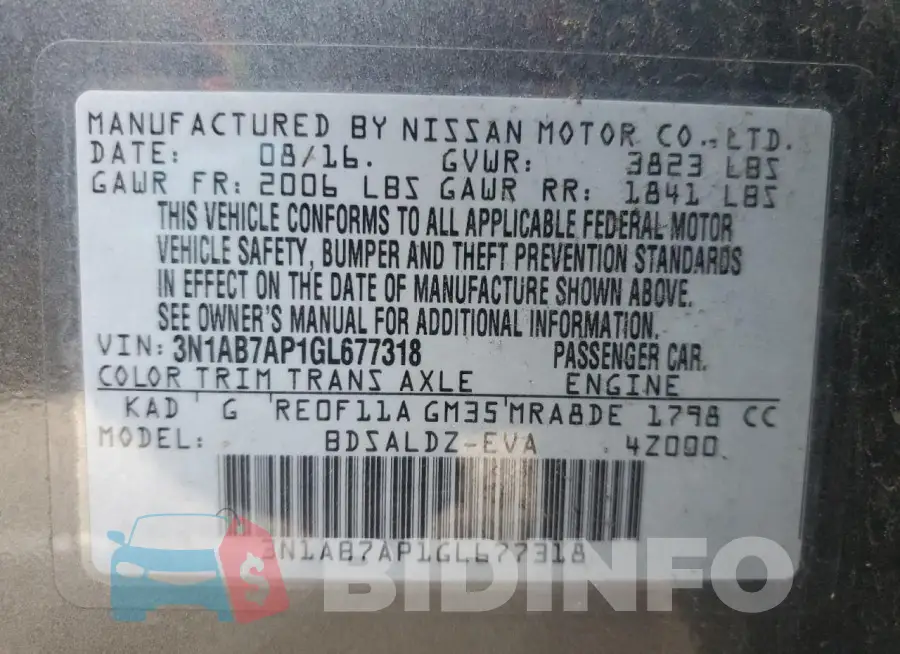 3N1AB7AP1GL677318 Photo# 12