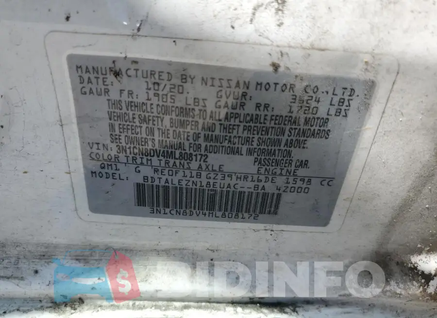 3N1CN8DV4ML808172 Photo# 12