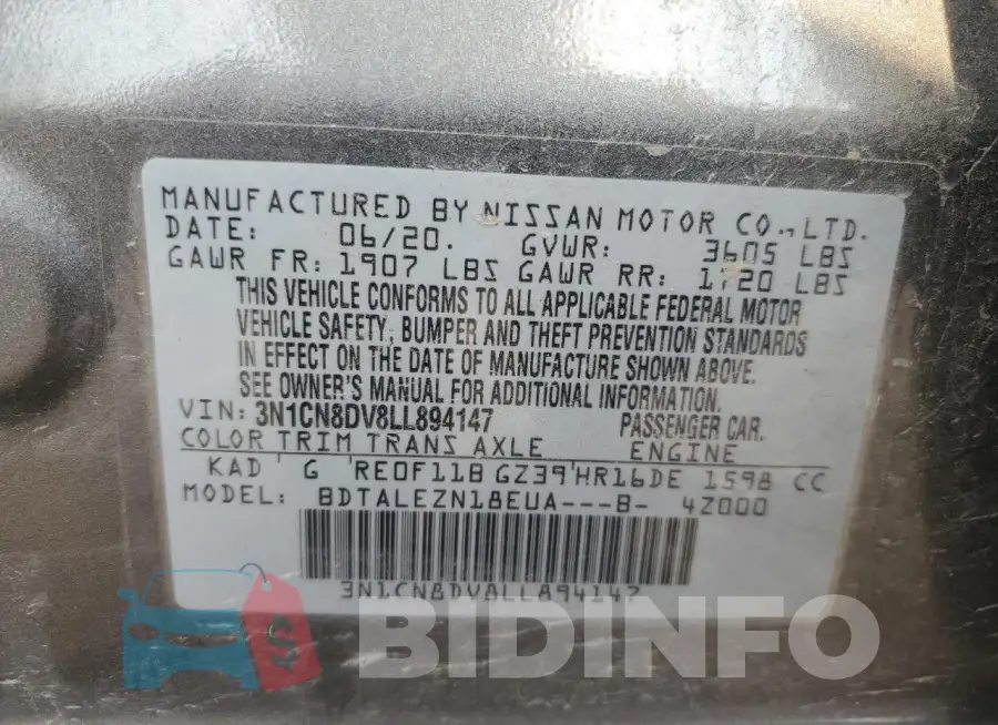 3N1CN8DV8LL894147 Photo# 12