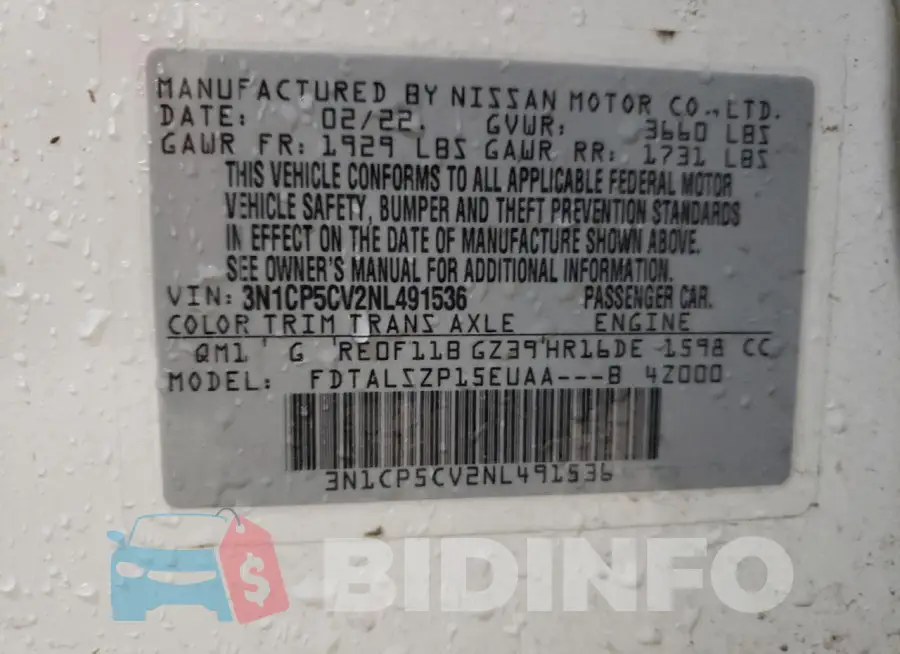 3N1CP5CV2NL491536 Photo# 12