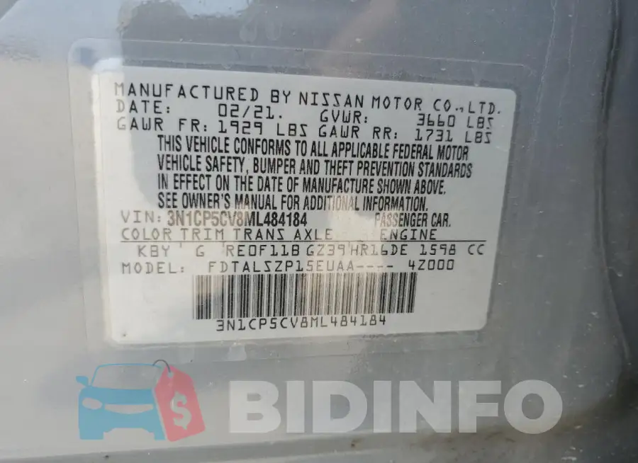 3N1CP5CV8ML484184 Photo# 13