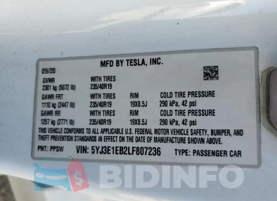 5YJ3E1EB2LF807236 Photo# 12