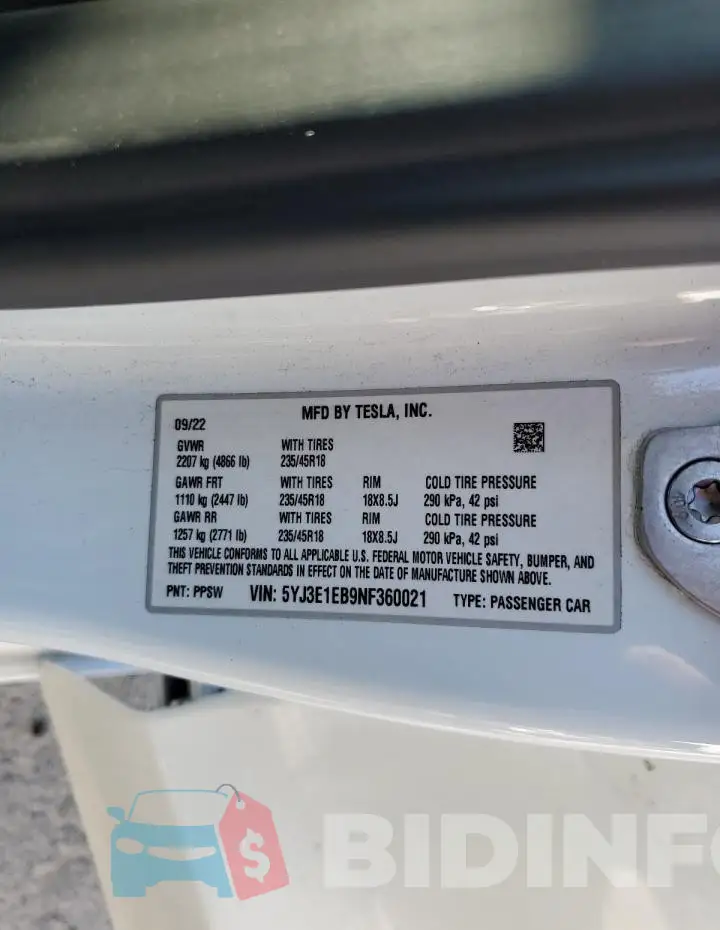 5YJ3E1EB9NF360021 Photo# 13