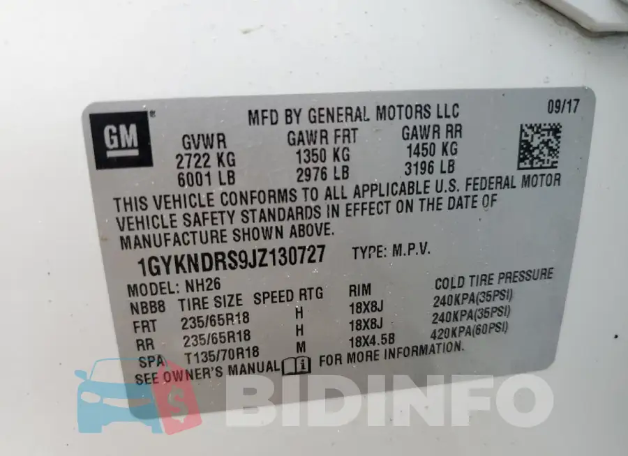 1GYKNDRS9JZ130727 Photo# 12
