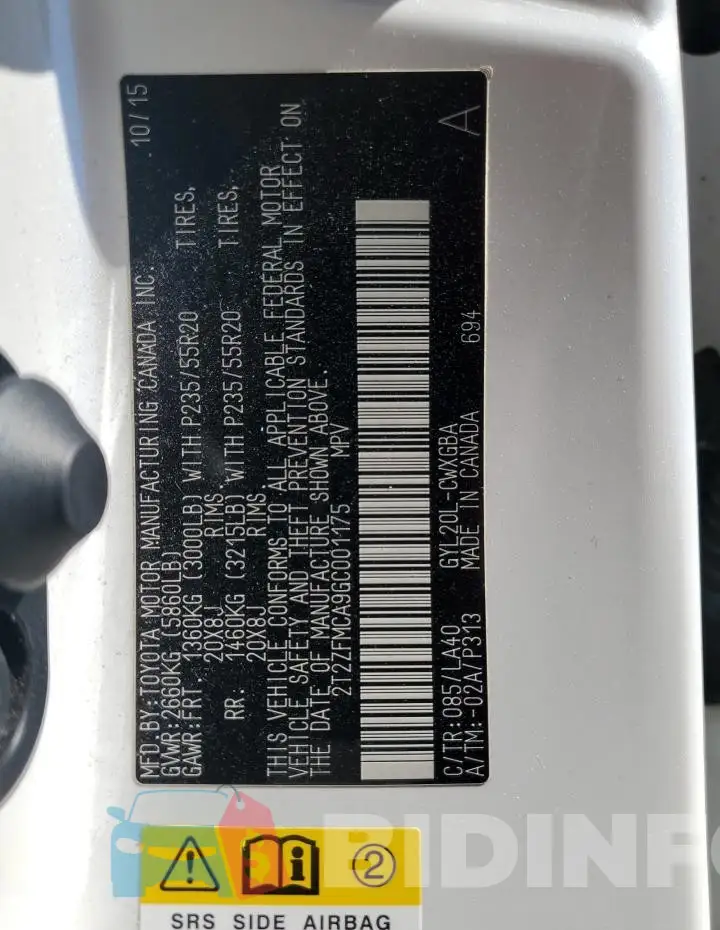 2T2ZFMCA9GC001175 Photo# 14