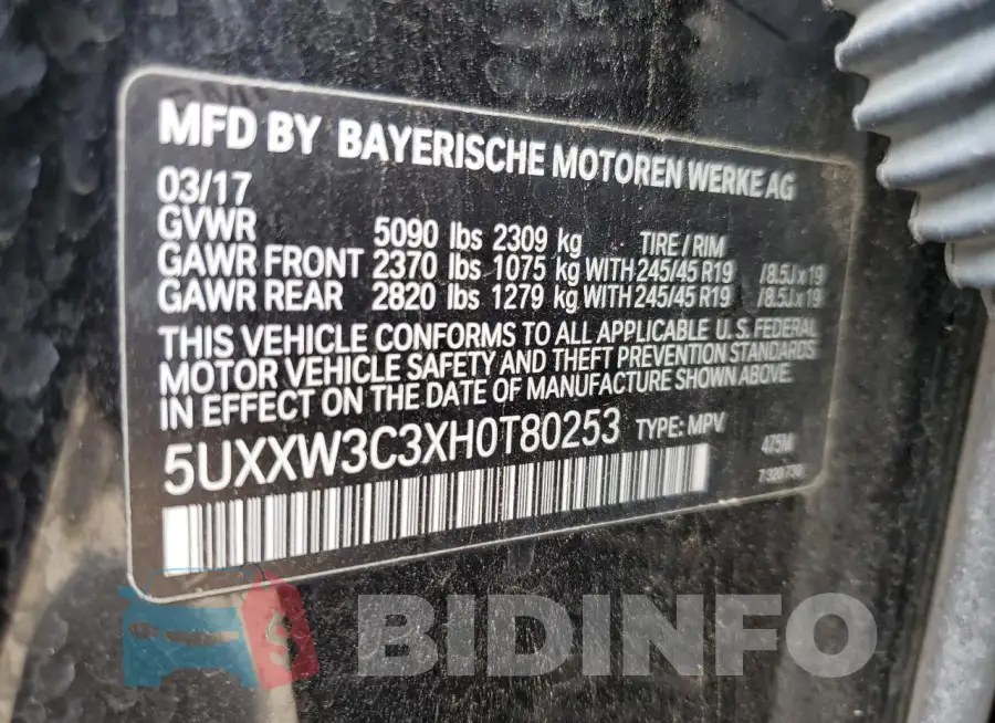5UXXW3C3XH0T80253 Photo# 13