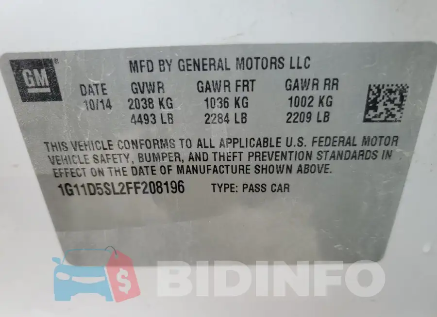 1G11D5SL2FF208196 Photo# 12