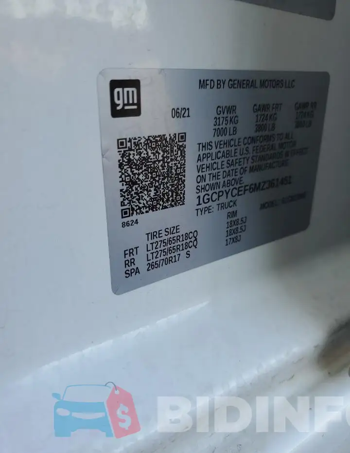 1GCPYCEF6MZ361451 Photo# 12