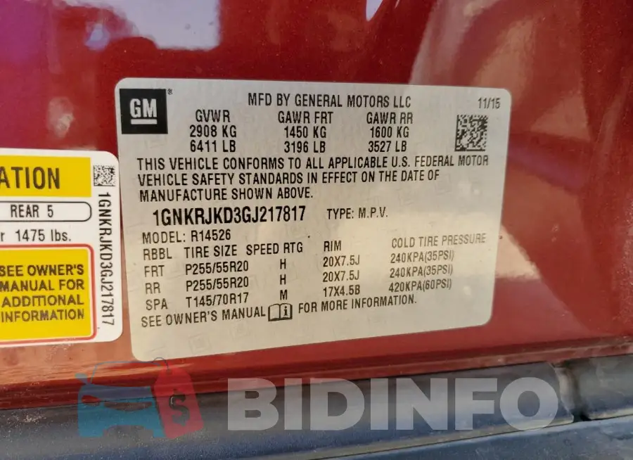 1GNKRJKD3GJ217817 Photo# 14