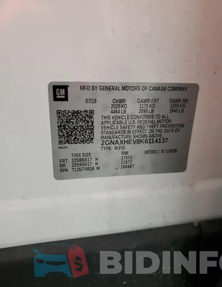 2GNAXHEV8K6114137 Photo# 13