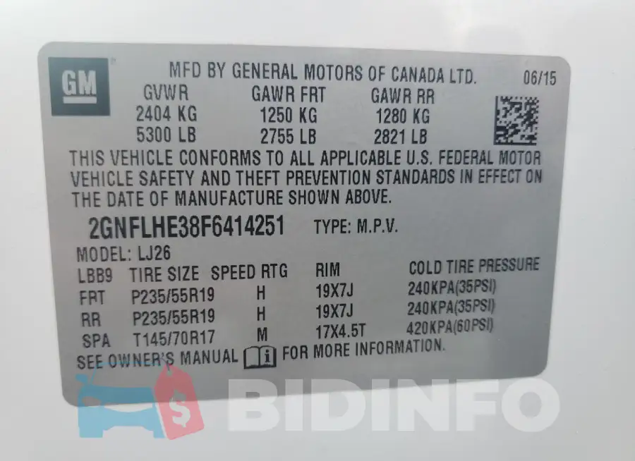 2GNFLHE38F6414251 Photo# 13