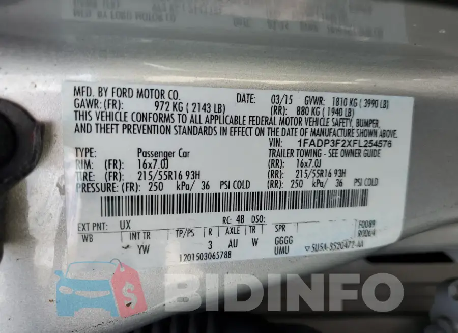 1FADP3F2XFL254576 Photo# 13