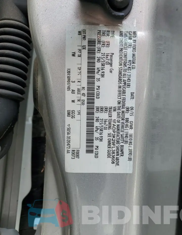 1FADP3K29FL383608 Photo# 12
