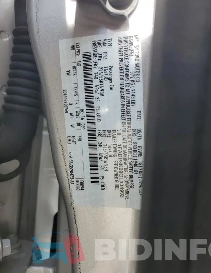 1FADP3K29GL334992 Photo# 12