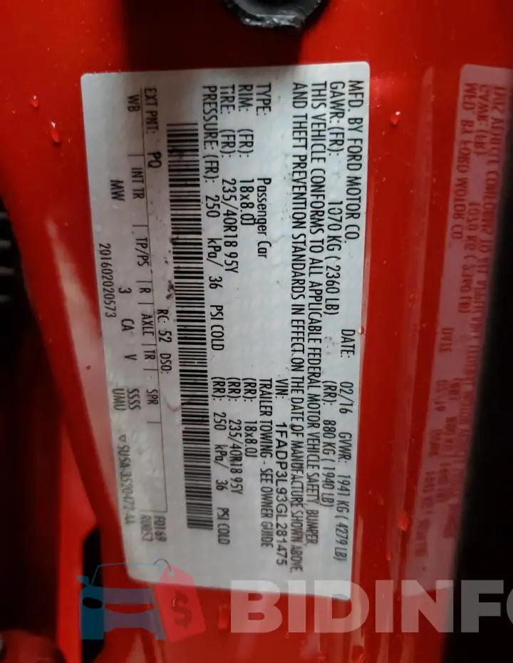 1FADP3L93GL281475 Photo# 13