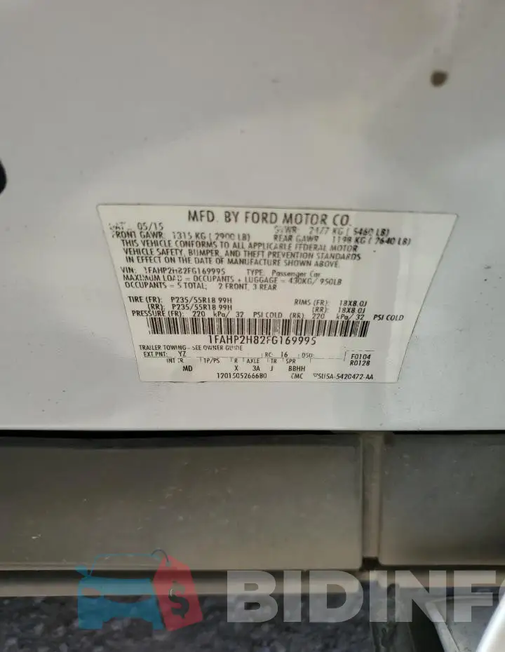 1FAHP2H82FG169995 Photo# 12