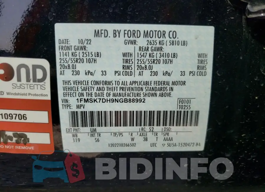 1FMSK7DH9NGB88992 Photo# 13