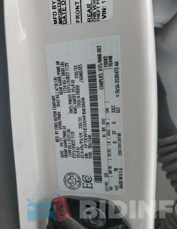 1FTEW1EGXHFB83609 Photo# 12