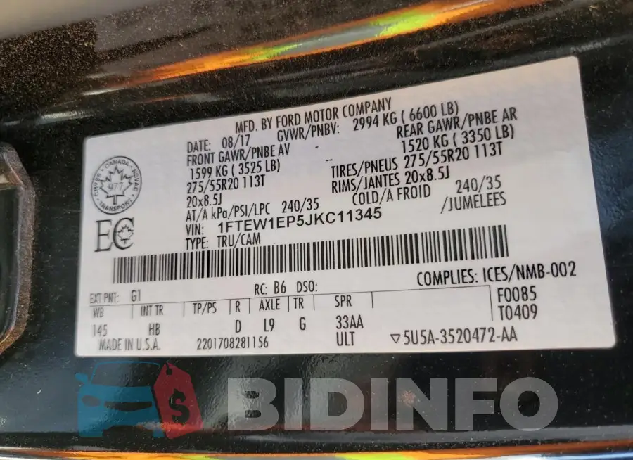 1FTEW1EP5JKC11345 Photo# 12
