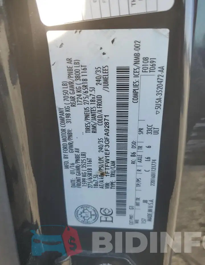 1FTFW1EF3GFA92871 Photo# 12