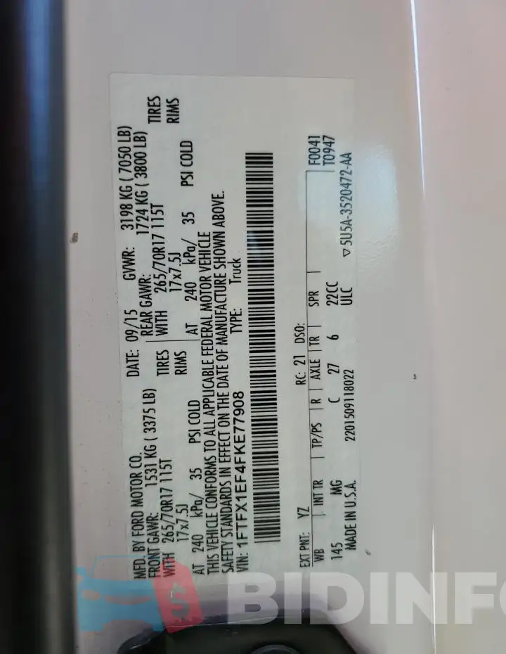 1FTFX1EF4FKE77908 Photo# 12