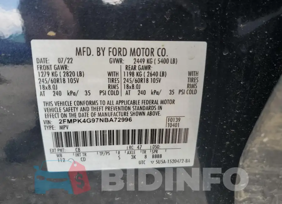 2FMPK4G97NBA72996 Photo# 13