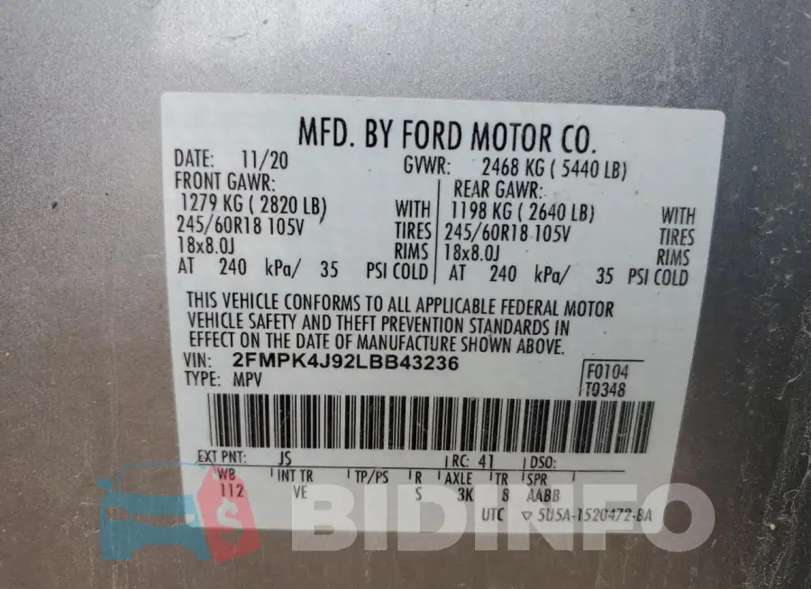 2FMPK4J92LBB43236 Photo# 13