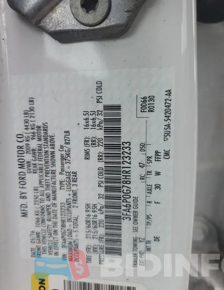 3FA6P0G78HR123233 Photo# 12
