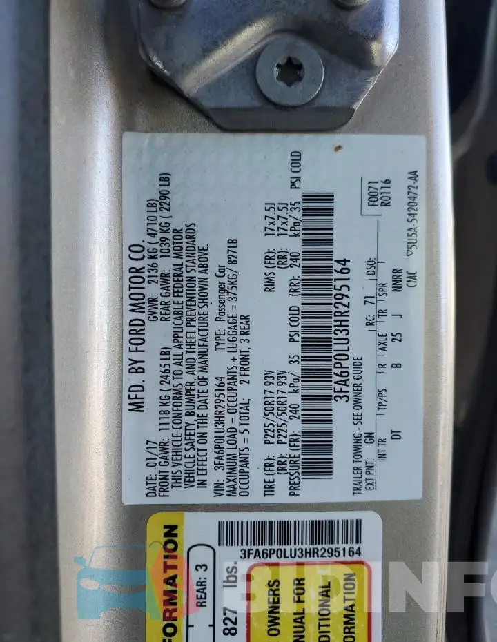 3FA6P0LU3HR295164 Photo# 12