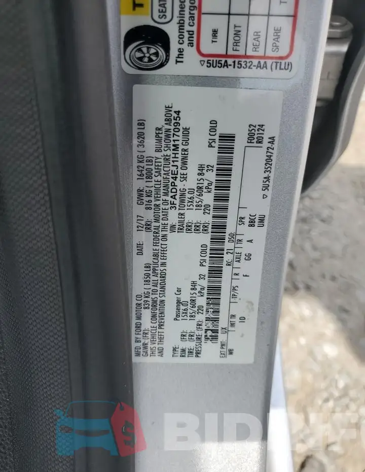 3FADP4EJ1HM170954 Photo# 12
