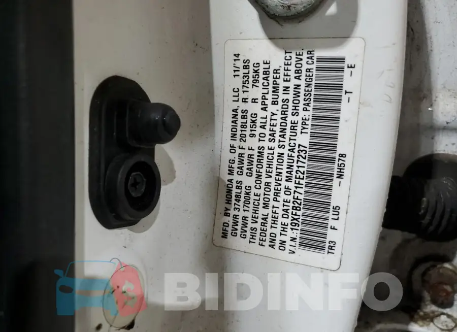 19XFB2F71FE217237 Photo# 12