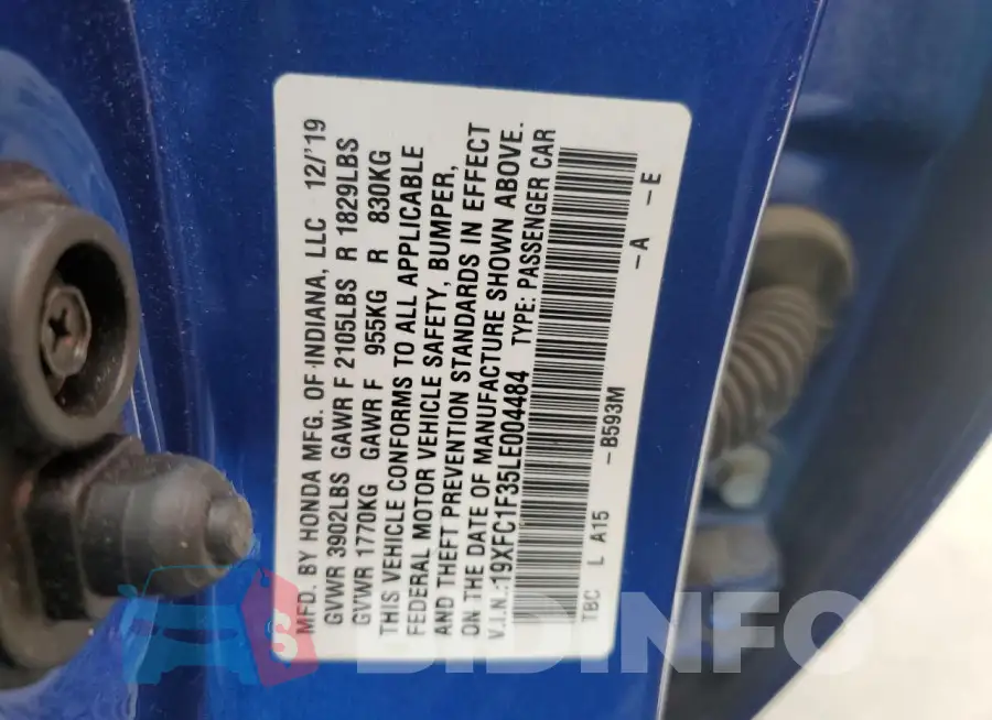 19XFC1F35LE004484 Photo# 13