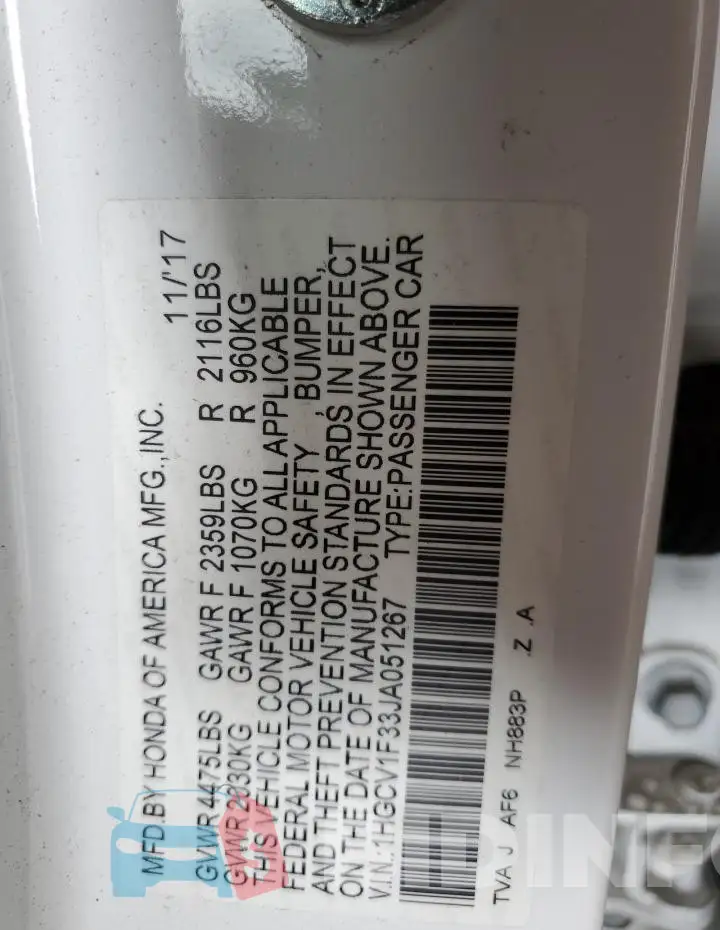 1HGCV1F33JA051267 Photo# 12