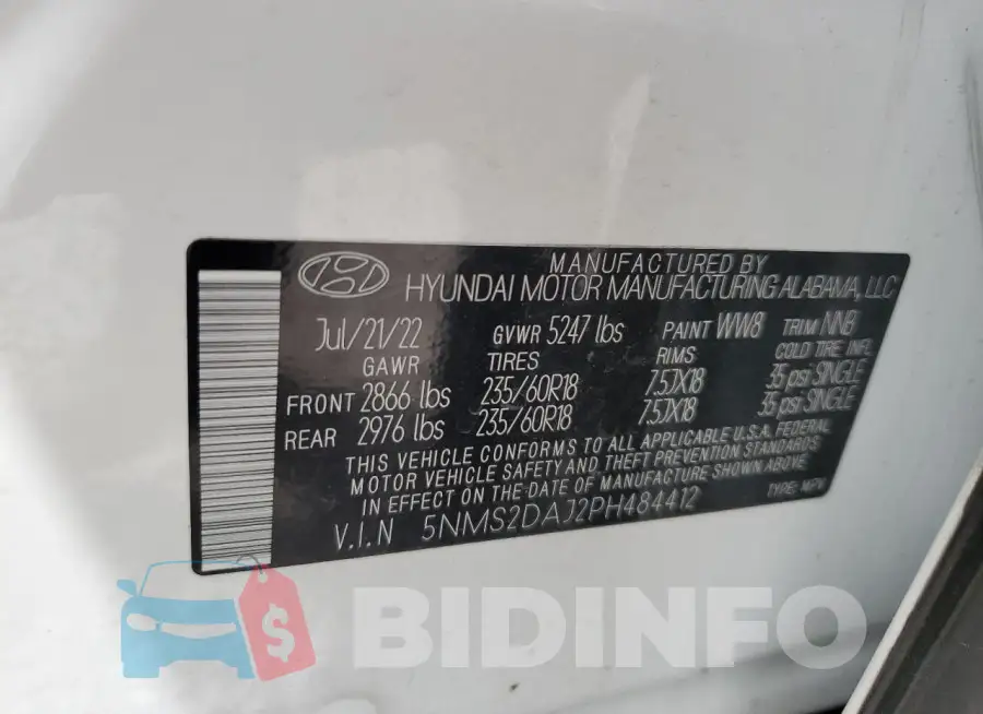 5NMS2DAJ2PH484412 Photo# 13