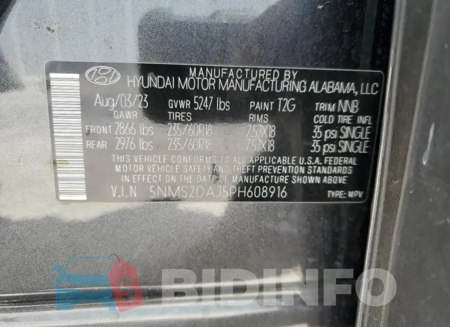 5NMS2DAJ5PH608916 Photo# 13