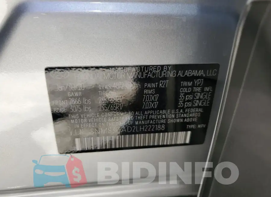 5NMS3CAD2LH222188 Photo# 13